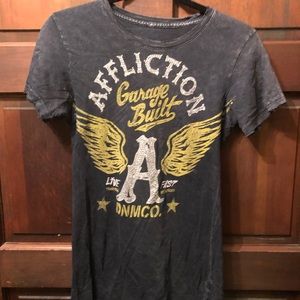Affliction garage built t shirt with bling, medium